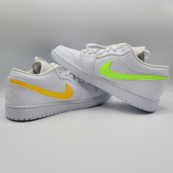 Nike Air Jordan 1 Retro Low Men Size 10 CW7033-100 Swoosh Shoes Whit Multicolor - Picture 2 of 14